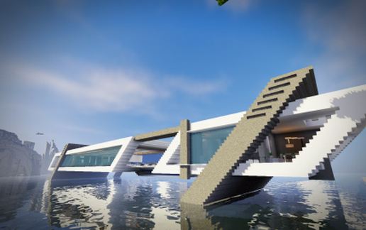 Modern house on the water