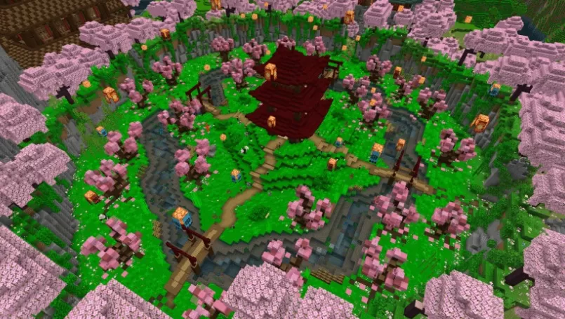 Old Japanese Town in the Cherry Biome Map