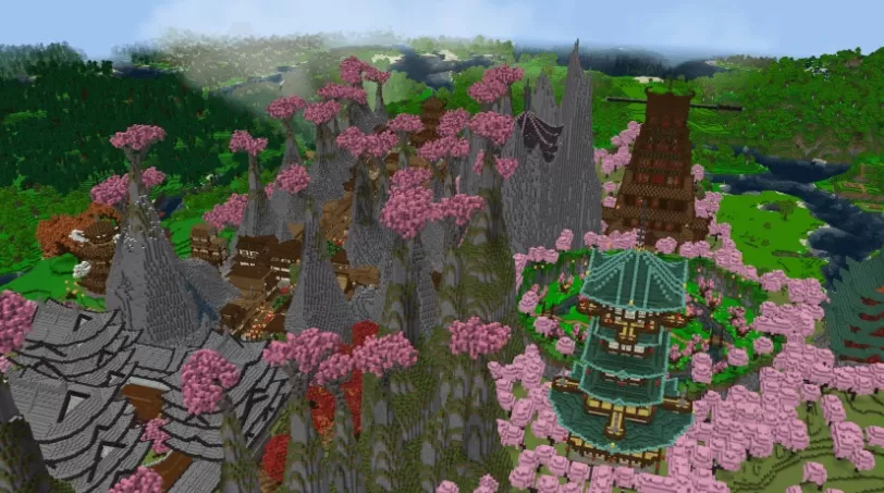 Old Japanese Town in the Cherry Biome Map