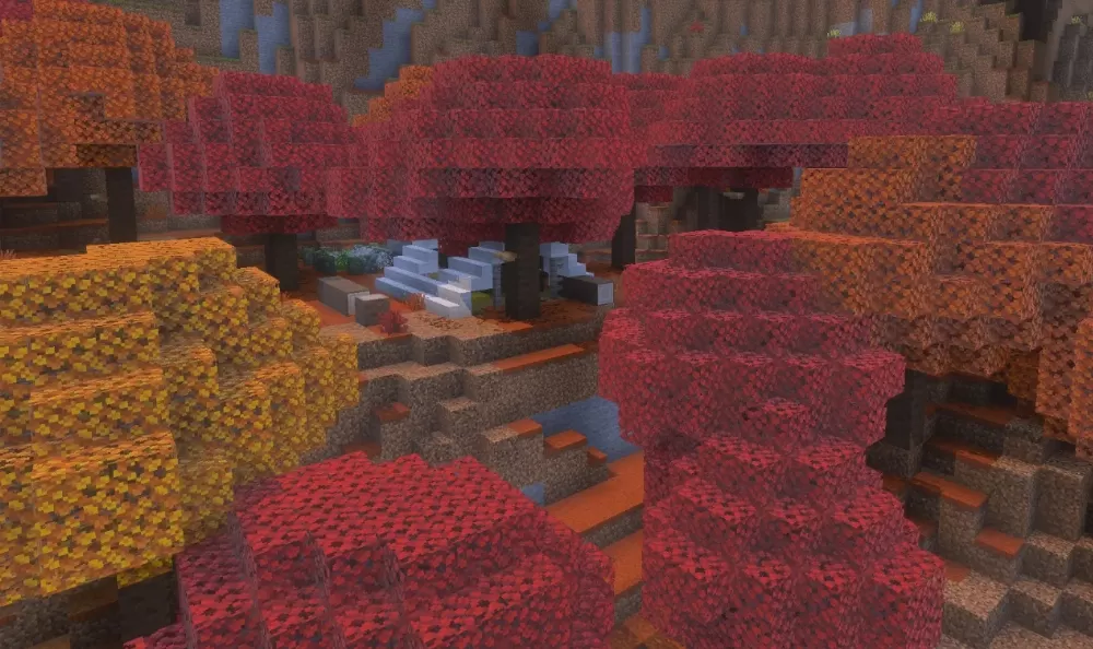 Island Village Ringed by Dappled Forest Seed