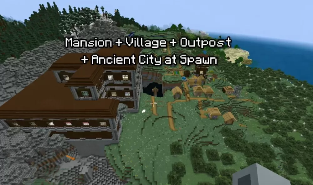 Rare Bedrock Seed: 5 Major Structures at Spawn