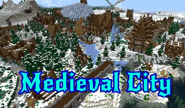 Medieval City in a Snow Plain Map