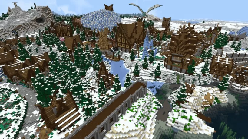 Medieval City in a Snow Plain Map