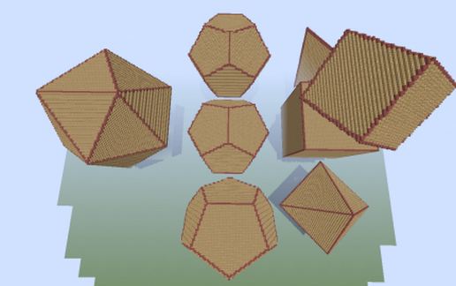 Icosahedron, Dodecahedron, Octahedron, Hexahedron and Tetrahedron schematic - building