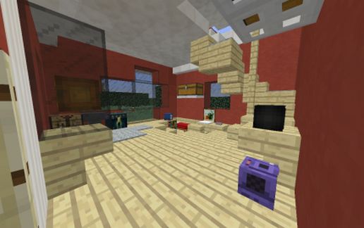 Modern Red House with pool schematic - building