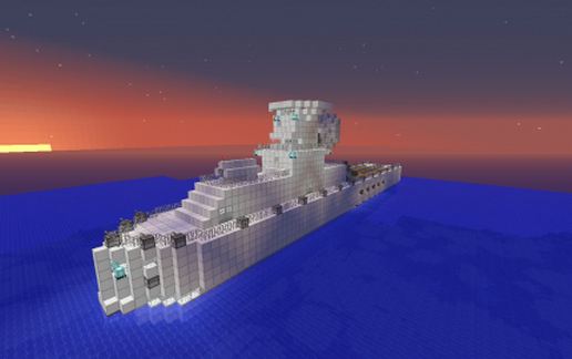 Large Navy Battleship With Small Carrier Pad schematic - building