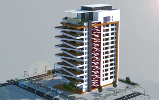 Large Modern Apartment Building schematic - building