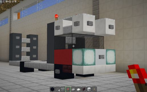 Heavily-decorated self-loader truck schematic - building