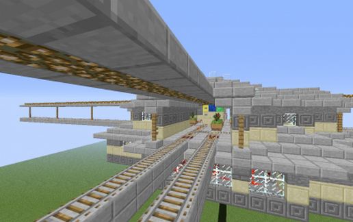 Drive on the Left Dual Simplex Minecart Track Intersection schematic - building