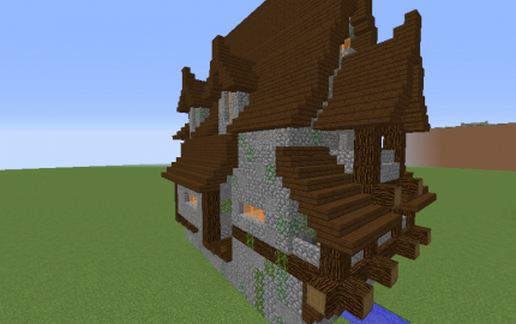 Small Log Cabin with Boat Dock schematic - building