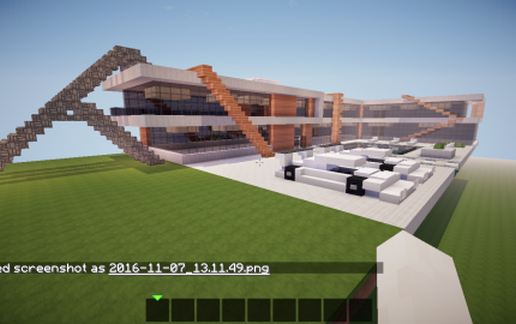 modern house with a car schematic - building