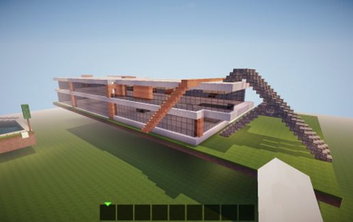 modern house with a car