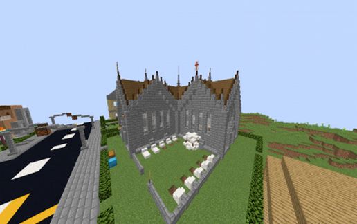 Medium Medieval Church (4 chunks, Minecraft Towny) schematic - building