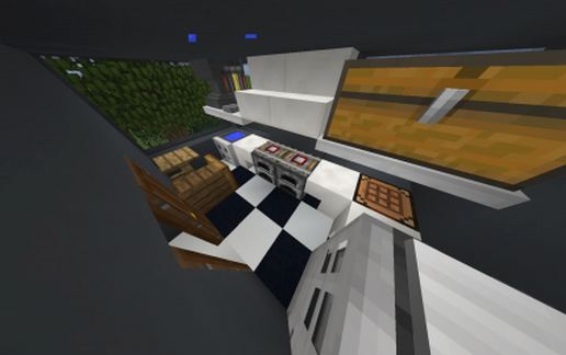 3 story modern house with furniture schematic - building