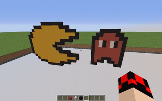 Pixel art Pacman schematic - building