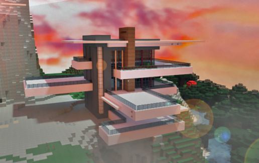 Modern hillside house schematic - building