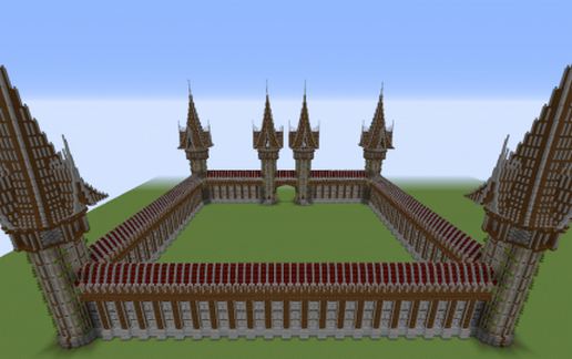 Medieval wall with towers schematic - building