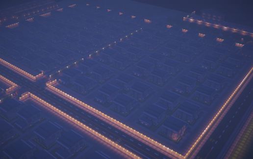 Subdivision of white-blue houses