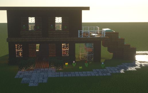 Modern wood house schematic - building