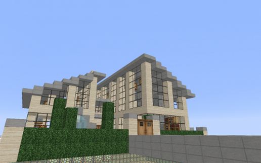 Modern house whit a fireplace schematic - building