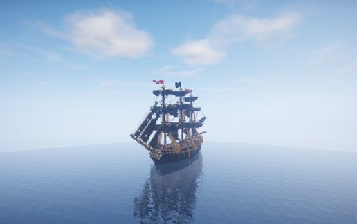 The pirate ship (sails raised)