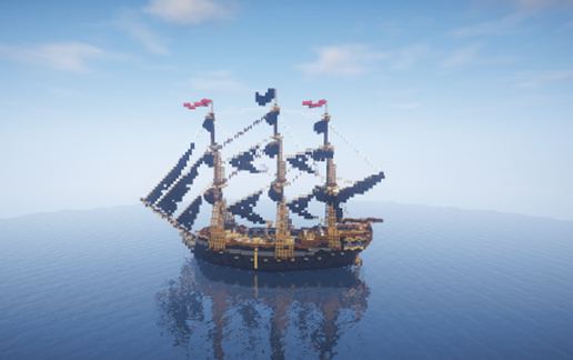 The pirate ship (sails raised)