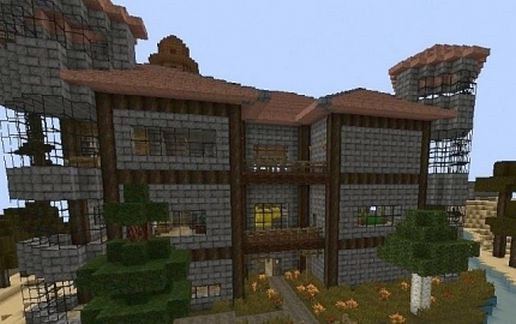 Beautiful Mansion with rooms and small Bridge schematic - building