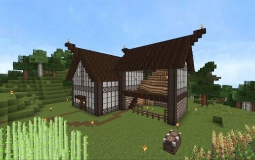 Tudor Style House with Hayloft and Stables schematic - building