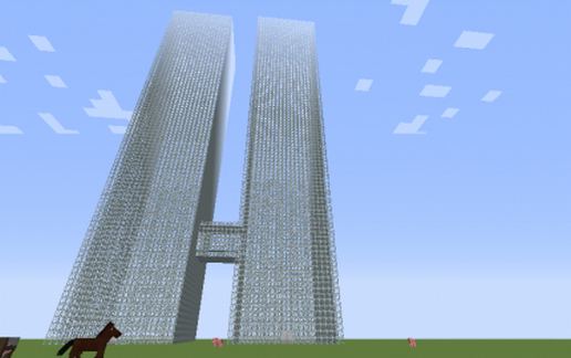 Pointless enormous double glass tower schematic - building