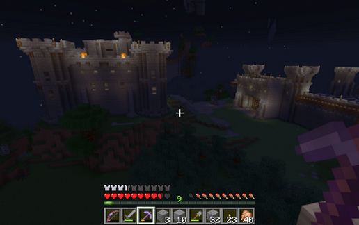 Medieval portcullis, wall, and keep