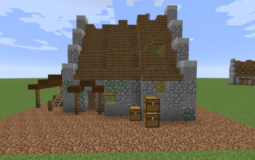 Medieval Two Block Diagonal House schematic - building